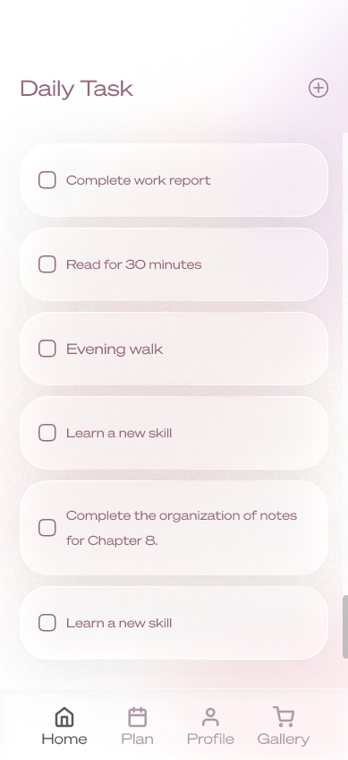Luvluvdaily daily task screen